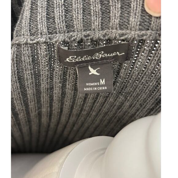 Eddie Bauer Womens Sz M Full Zip Longline Mock neck Cardigan Tunic Sweater #0062 - Picture 5 of 6
